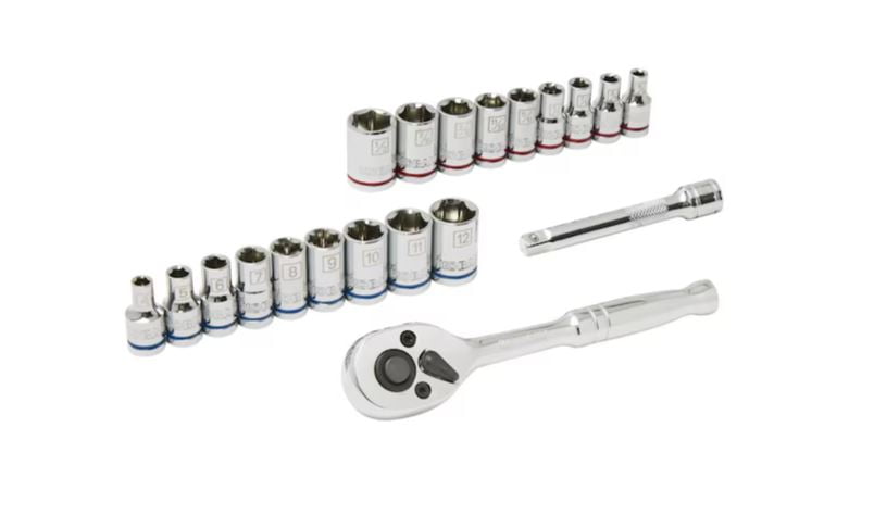 Kobalt 20-Piece Standard (SAE) and Metric Polished Chrome Mechanics Tool Set with Hard Case