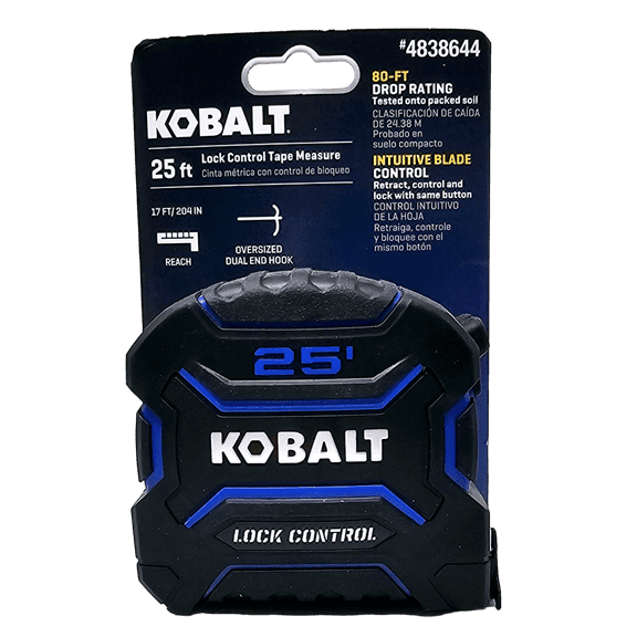Kobalt 25ft Lock Control Tape Measure with 80ft Drop Rating