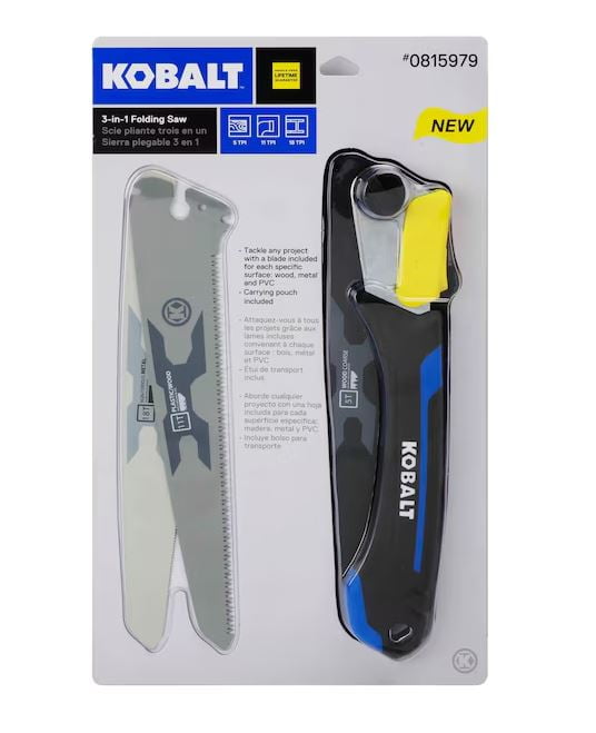 Kobalt 3-in-1 Folding Saw with Pouch 8-in Cross-Cutting Hand Saw Kobalt 3-in-1 Folding Saw with Pouch 8-in Cross-Cutting Hand Saw
