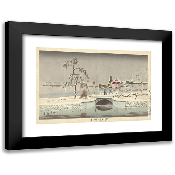 Kobayashi Kiyochika 14x11 Black Modern Framed Museum Art Print Titled - The Benten Shrine at Ikenohata (1877-1882)