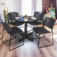 thumbnail image 1 of Regency Round Table with 4 Zeng Stack Chairs in Grey and Black, 1 of 8