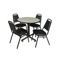 thumbnail image 1 of Regency Kobe 30 in. Round X-Base Breakroom Table- Maple, 4 Restaurant Stack Chairs- Black, 1 of 8
