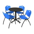 thumbnail image 1 of Kobe 30in. Round Breakroom Table- Grey & 4 'M' Stack Chairs- Blue, 1 of 8