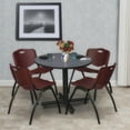 thumbnail image 1 of Kobe 30in. Round Breakroom Table- Grey & 4 'M' Stack Chairs- Burgundy, 1 of 8