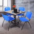 thumbnail image 1 of Regency Kobe 36 in. Square X-Base Breakroom Table- Maple, 4 M Stack Chairs- Blue, 1 of 8