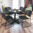 thumbnail image 1 of Kobe 36" Round Breakroom Table- Grey & 4 Zeng Stack Chairs- Black, 1 of 8