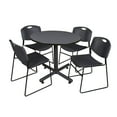 thumbnail image 1 of Kobe 36in. Round Breakroom Table- Grey & 4 Zeng Stack Chairs- Black, 1 of 9