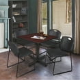 thumbnail image 1 of Kobe 36in. Square Breakroom Table- Mahogany & 4 Zeng Stack Chairs- Black, 1 of 8