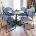 thumbnail image 1 of Regency Kobe 42 in. Round X-Base Breakroom Table- Maple, 4 Zeng Stack Chairs- Blue, 1 of 8
