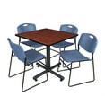 thumbnail image 1 of Regency Kobe 42 in. Square X-Base Breakroom Table- Cherry, 4 Zeng Stack Chairs- Blue, 1 of 7