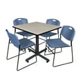 thumbnail image 1 of Regency 42 in. Square X-Base Breakroom Table- Maple, 4 Zeng Stack Chairs- Blue, 1 of 10