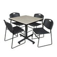 thumbnail image 1 of Kobe 42in. Square Breakroom Table- Maple & 4 Zeng Stack Chairs- Black, 1 of 10