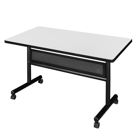 Kobe 48" Flip Top Mobile Training Table with Modesty- White