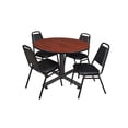 thumbnail image 1 of Regency 48-inch Round Laminate Table with 4 Restaurant Stack Chairs Cherry (TKB48RNDCH29), 1 of 8