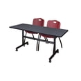 thumbnail image 1 of Kobe 60" Gray Flip Top Mobile Training Table and 2 'M' Stack Chairs, Multiple Colors, 1 of 9