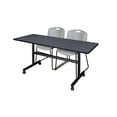 thumbnail image 1 of Kobe 60" Gray Flip Top Mobile Training Table and 2 Zeng Stack Chairs, Multiple Colors, 1 of 7