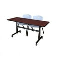 thumbnail image 1 of Kobe 60" Flip Top Mobile Training Table- Mahogany & 2 'M' Stack Chairs- Grey, 1 of 8