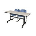 thumbnail image 1 of Kobe 60" Maple Flip Top Mobile Training Table and 2 Zeng Stack Chairs, Multiple Colors, 1 of 8