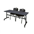 thumbnail image 1 of Kobe 72" Flip Top Mobile Training Table- Grey & 2 'M' Stack Chairs- Black, 1 of 8