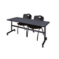 thumbnail image 1 of Kobe 72" Gray Flip Top Mobile Training Table and 2 'M' Stack Chairs, Multiple Colors, 1 of 7