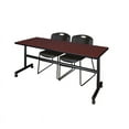thumbnail image 1 of Kobe 72" Flip Top Mobile Training Table- Mahogany & 2 Zeng Stack Chairs- Black, 1 of 8
