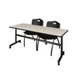 thumbnail image 1 of Kobe 72" Flip Top Mobile Training Table- Maple & 2 'M' Stack Chairs- Black, 1 of 8