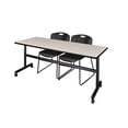 thumbnail image 1 of Kobe 72" Flip Top Mobile Training Table- Maple & 2 Zeng Stack Chairs- Black, 1 of 8