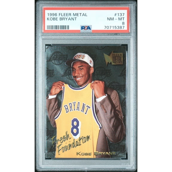 Kobe Bryant 1996 Fleer Metal Basketball Rookie Card #137 Graded PSA 8