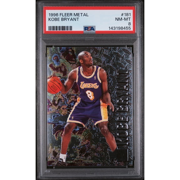 Kobe Bryant 1996 Fleer Metal Los Angeles Lakers Basketball RC Rookie Card #181 Graded PSA 8 Cert #143198455