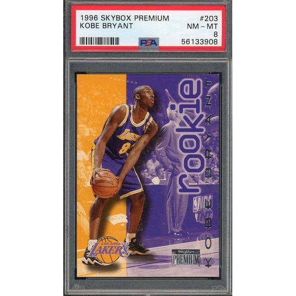 Kobe Bryant 1996 Skybox Premium Basketball Rookie Card #203 Graded PSA 8