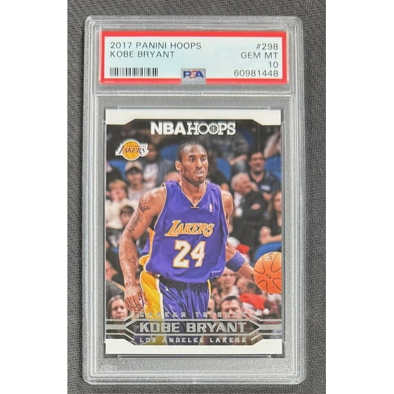Kobe Bryant 2017 Panini Hoops Basketball Card #298 Graded PSA 10 Cert #60981448