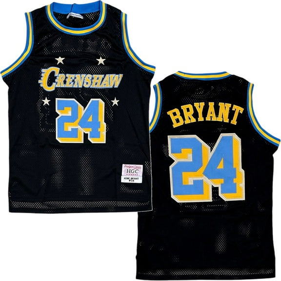 Kobe Bryant #24 X Nipsey Hustle Crenshaw Headgear Classics Basketball Jersey (Small, Black)