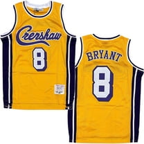 Kobe Bryant #8 X Nipsey Hustle Crenshaw Headgear Classics Basketball Mesh Jersey (Small, Gold/Purple)