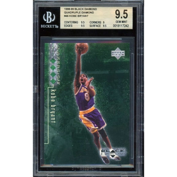 Kobe Bryant Card 1998-99 Black Diamond Quadruple (48/150) #46 BGS 9.5
