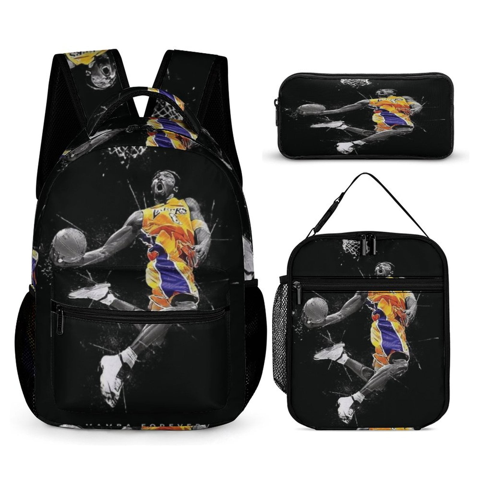 Kobe Bryant Dunking 3 Piece Backpack Set Anime Casual Daypack with ...