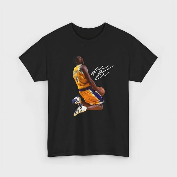 Kobe Bryant Iconic Dunk With Signature Tshirt La Black Mamba Tee Lakers Shirt American Basketball Gift Cotton Tee