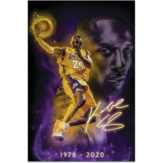 Kobe Bryant Inspirational Poster Wall Art Basketball Star Player Sports Painting Decor Motivational Size 24''x36''