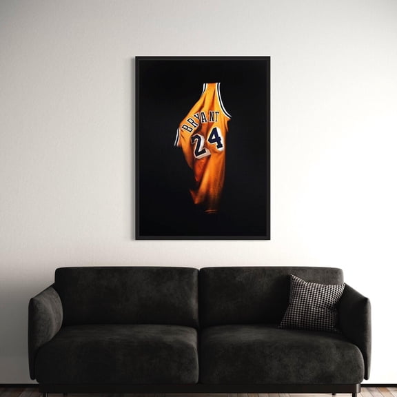 Kobe Bryant Jersey Canvas Wall Art | Poster Print - Iconic #24 Lakers Decor For Home & Office - Perfect Gift For Basketball Fans, Unframed Poster Size 24x36