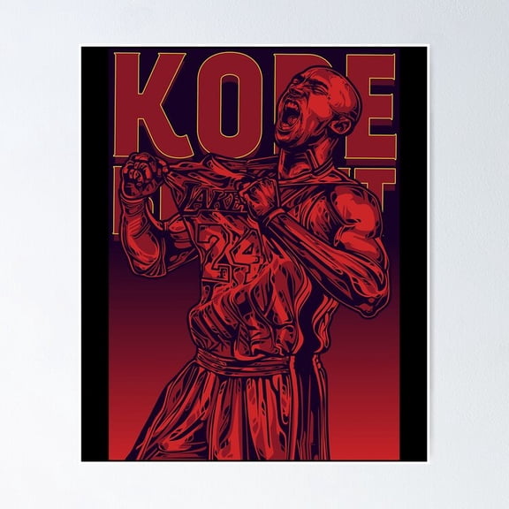 Kobe Bryant Pop Art Splash Neon Purple Yellow Basketball Champion Athletic Wall Art, Unframed Poster
