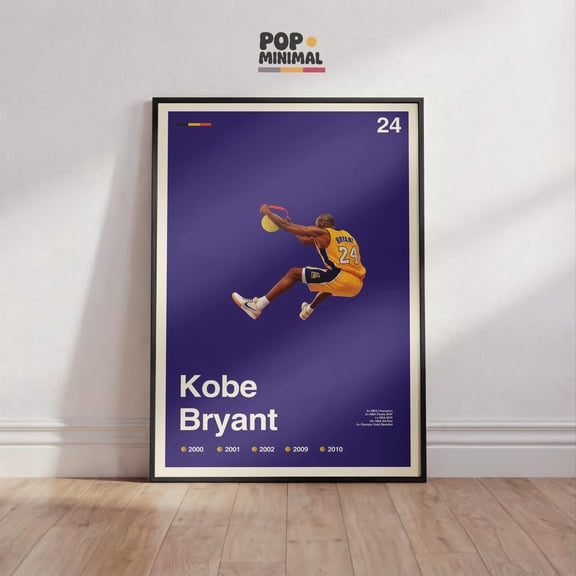Kobe Bryant Print Minimal Basketball Wall Art Decor, Unframed Canvas