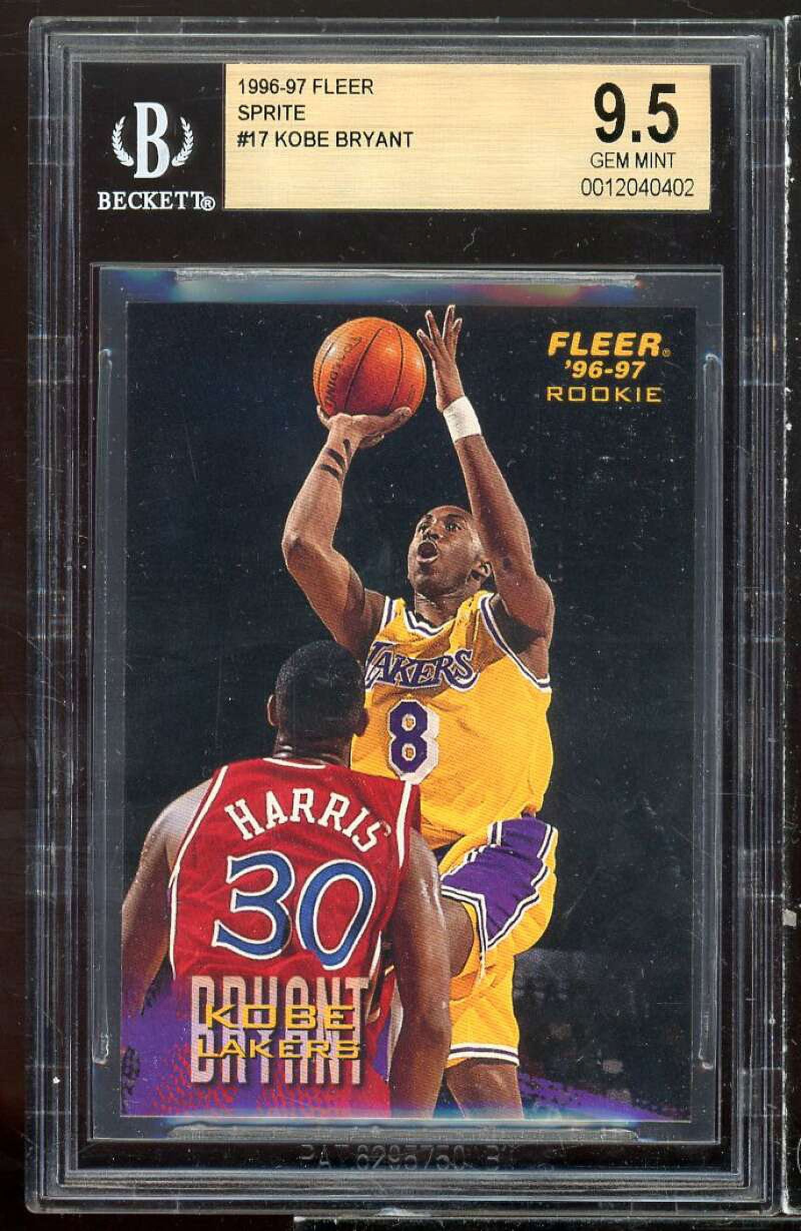 Kobe Bryant Rookie Card 1996-97 Fleer Sprite #203 BGS 9.5 Kobe Bryant Rookie Card 1996-97 Fleer Sprite #203 BGS 9.5