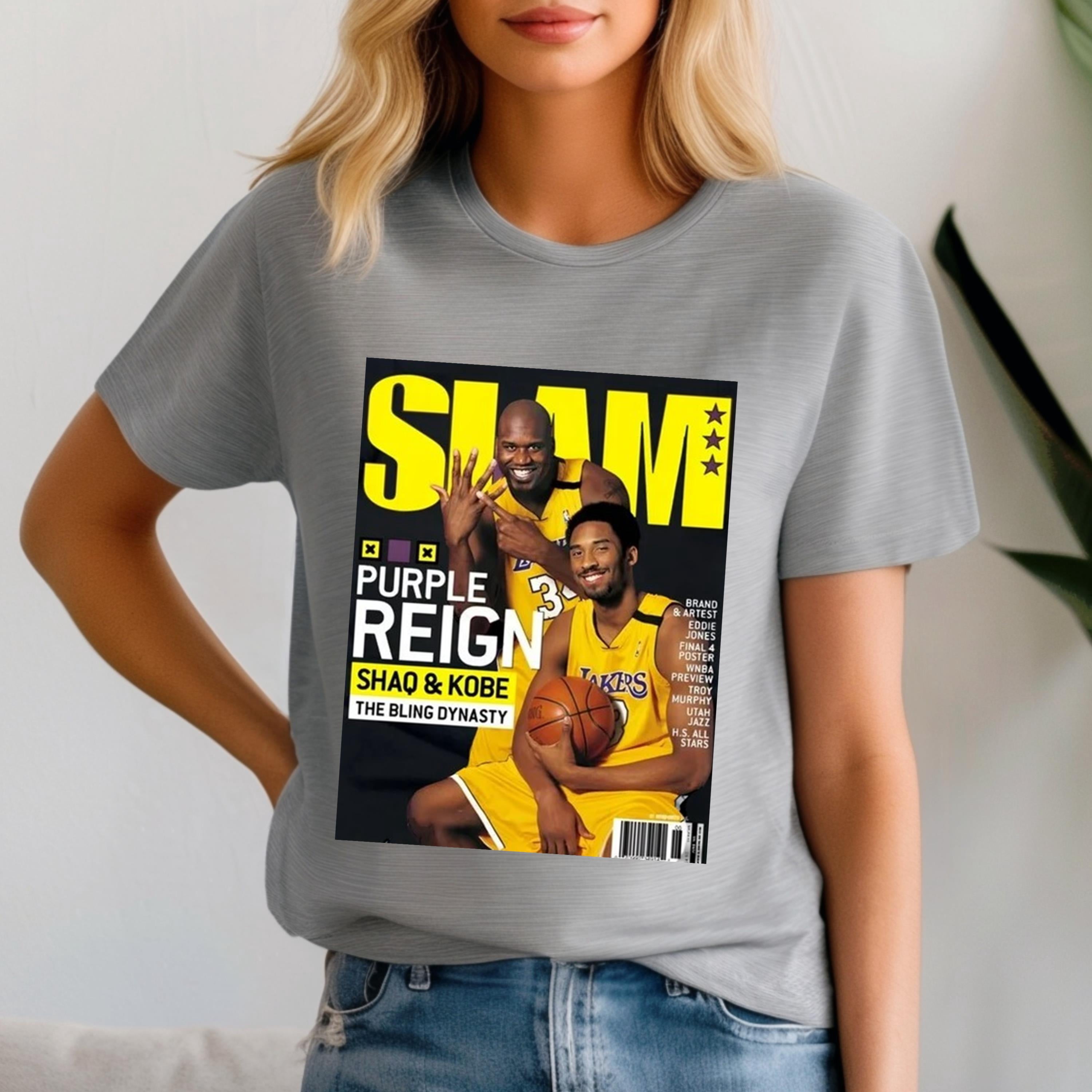 Kobe Bryant & SHAQUILLE O Neal Slam Cover Unisex Heavy Cotton Tee  