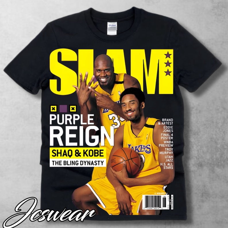 Kobe Bryant & SHAQUILLE O Neal Slam Cover Unisex Heavy Cotton Tee  