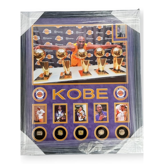 Kobe Bryant Signed Autographed Card Lakers W/ Replica Rings Custom Framed UDA