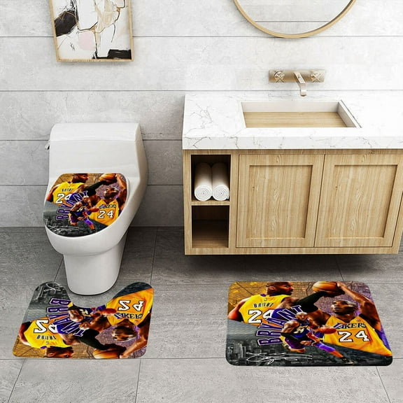 Kobe Bryant floor mat and toilet set is durable,and adds a nostalgic touch to your bathroom.