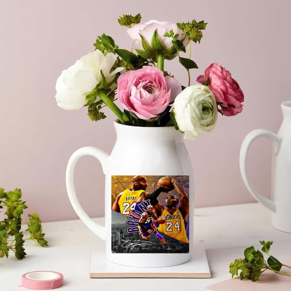 Kobe and Bryant Ceramic Milk Bottle Vase.3.15" x 5.12"