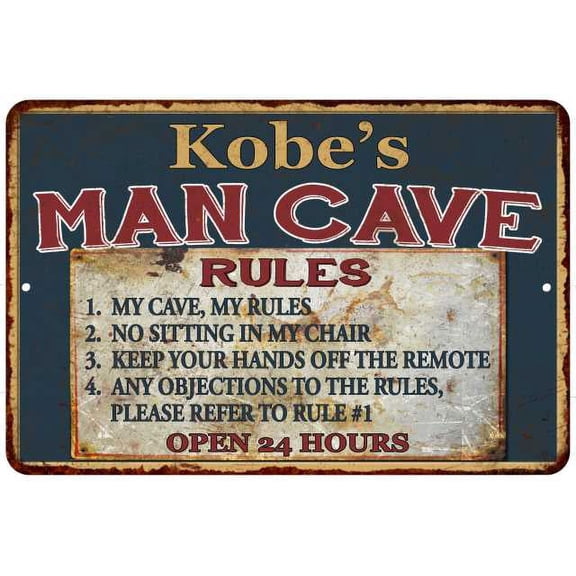 Kobe's Man Cave Rules Chic Rustic Green Sign Home 8 x 12 High Gloss Metal 208120049069