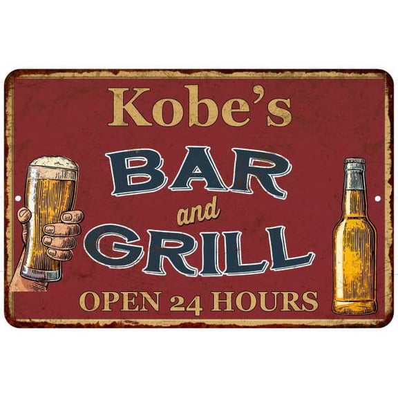 Kobe's Red Bar and Grill Rustic Sign Decor 8x12 208120045069