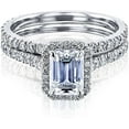 thumbnail image 1 of Kobelli 14k Gold Emerald Cut Forever One Moissanite Halo Bridal Set DEF/VS, DEF/VS, 1 of 5