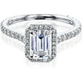 thumbnail image 1 of Kobelli 14k Gold Emerald Cut Forever One Moissanite Halo Engagement Ring DEF/VS, DEF/VS, 1 of 5